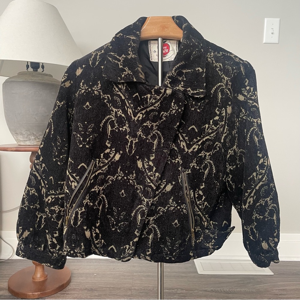 Free People | Brocade Tapestry Asymmetrical Zip Moto Style Jacket - Picture 2 of 12